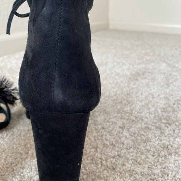 Womens Loeffler Randall size 7.5 black and blue flower Virginia sandal heel GUC - Picture 8 of 14